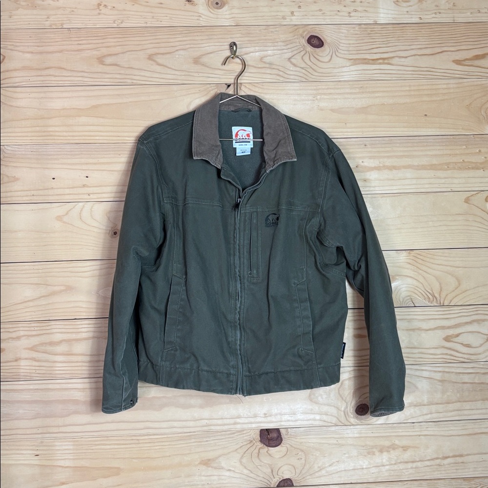 Sorel Olive Green Canvas Work Jacket with Brown Corduroy Collar